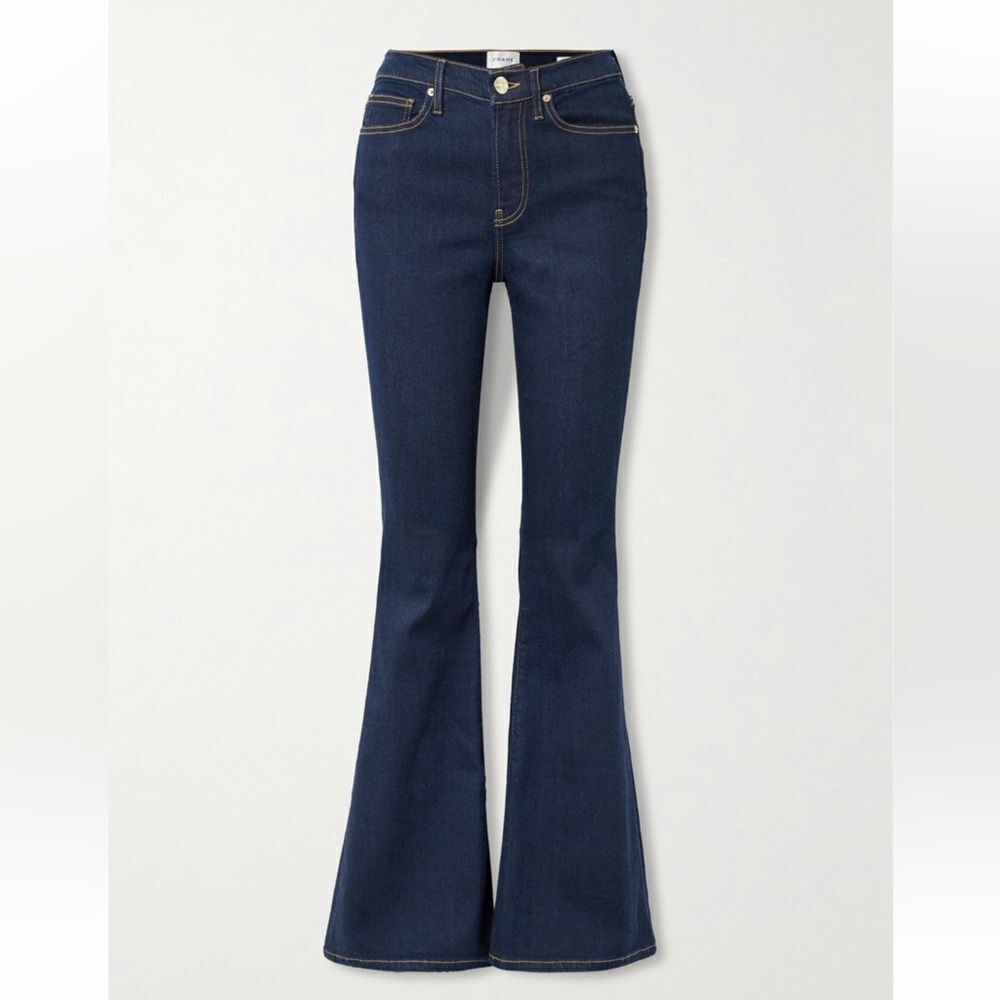 NWT FRAME Le Pixie High Flare in Indigo dark wash - Picture 8 of 14
